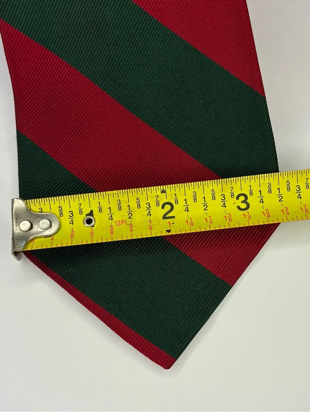 Vintage Polo Ralph Lauren Silk Tie Red Green Diagonal Block Stripe Necktie
